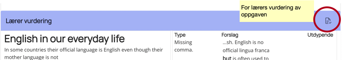 Lærer vurderer tredje oppgave