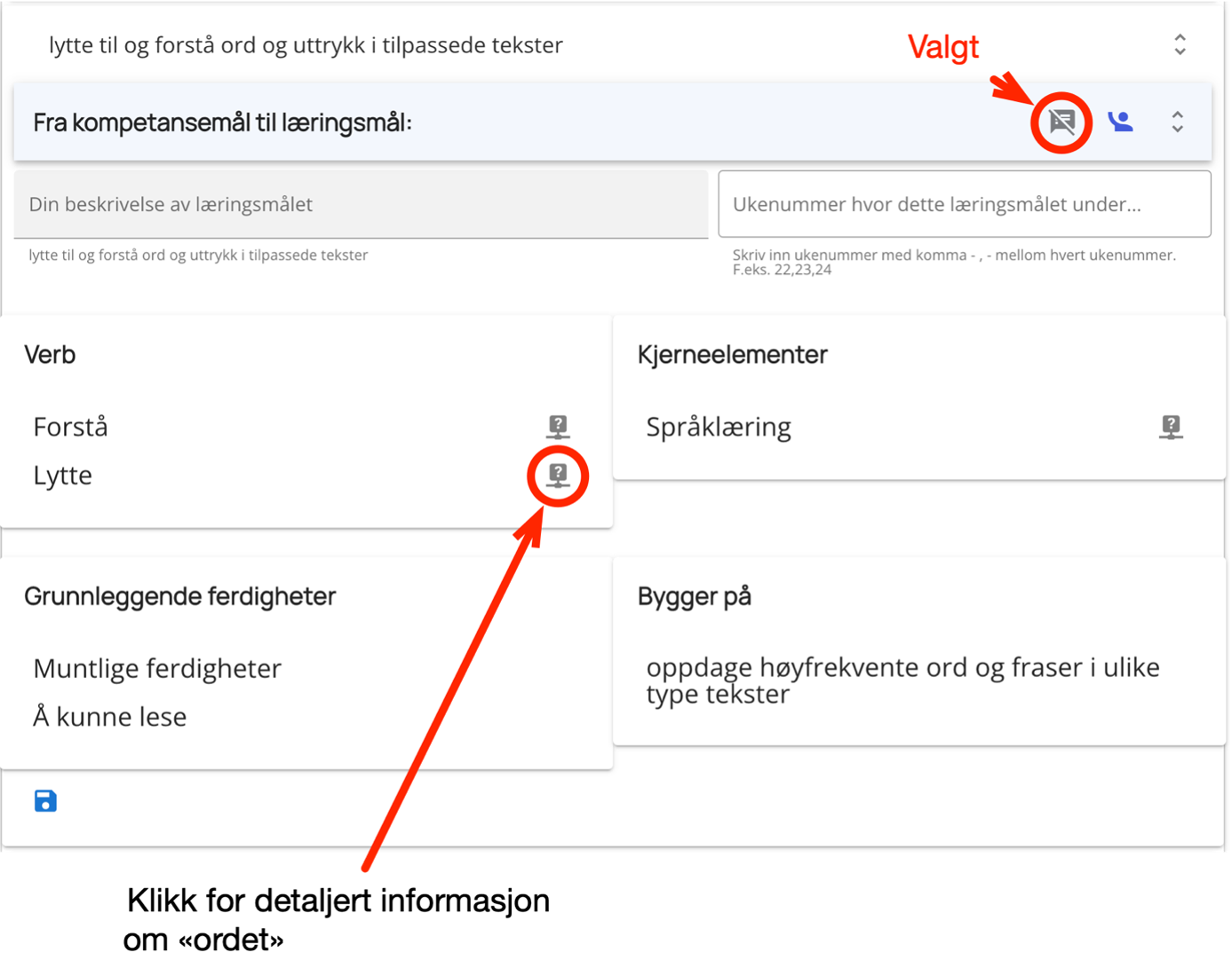 Utvidet informasjon til et kompetansemål